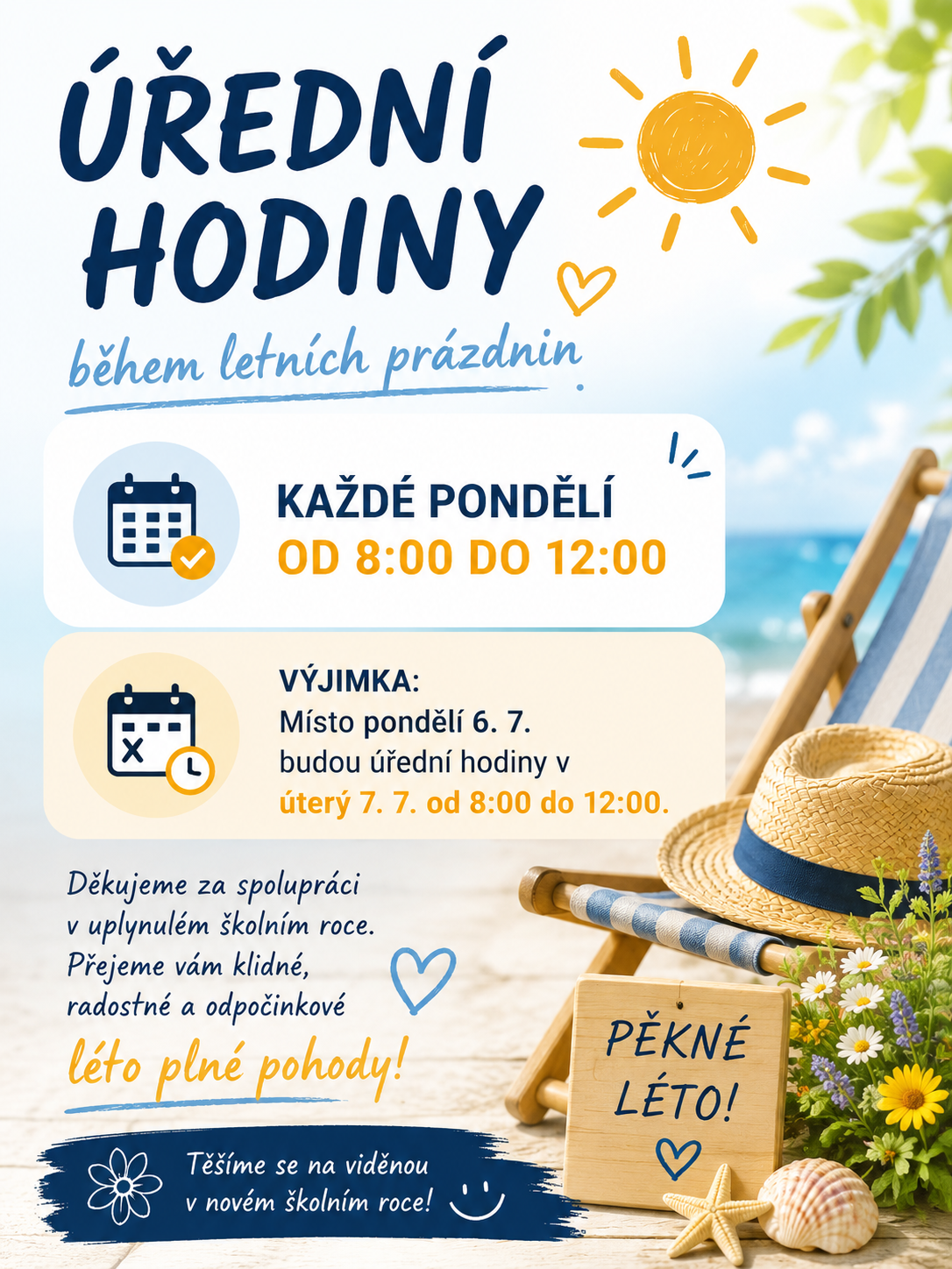 Úřední hodiny o prázdninách
